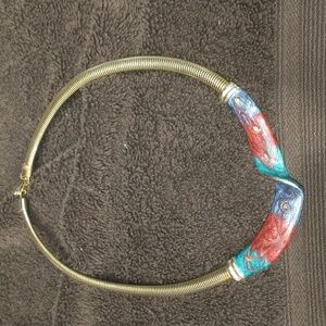 Gold tone and enamel choker.